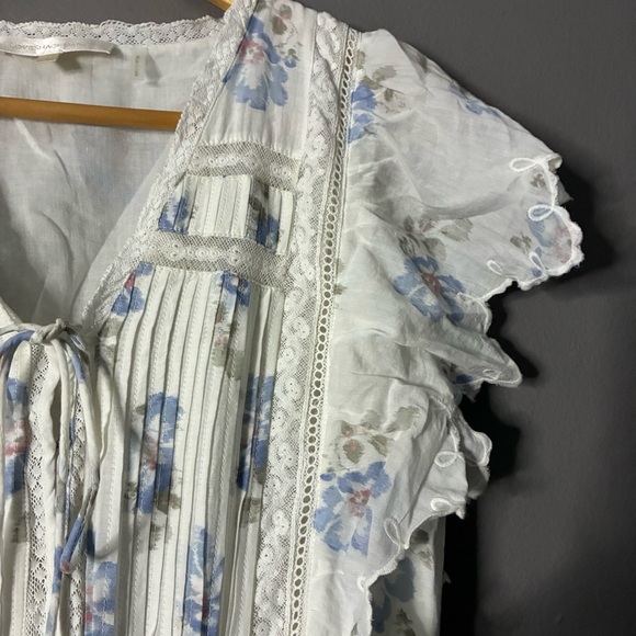 LOVESHACKFANCY Valina Maxi Dress Flutter Sleeve floral cotton coquette XS 0/2 - Picture 7 of 15